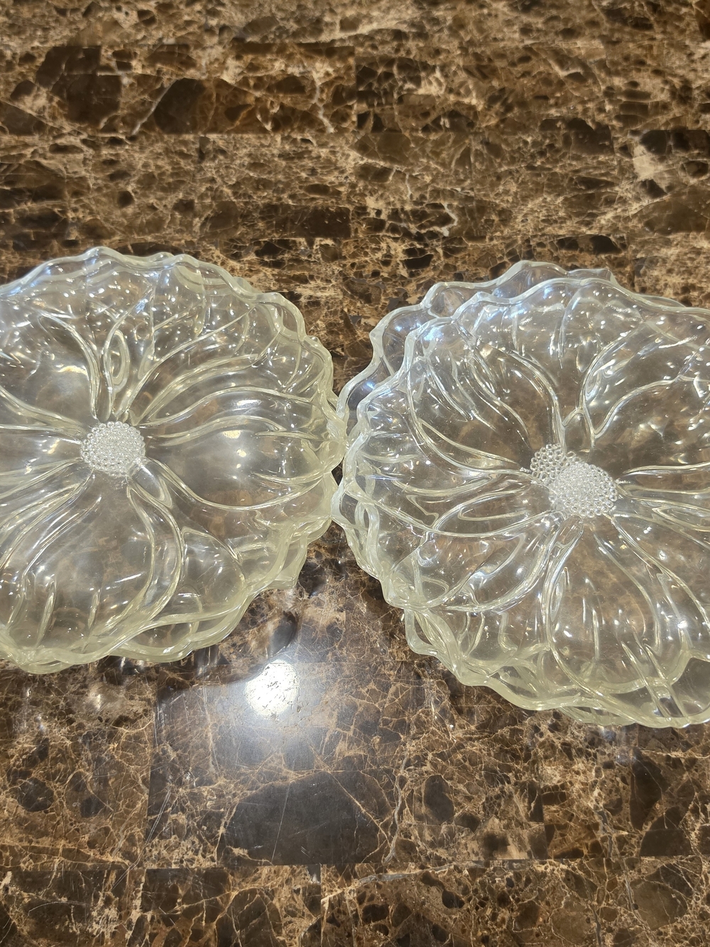 Source Unknown Clear Pressed Glass Flower Bowls - 4 Piece